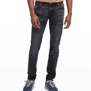 7 For All Mankind The Stacked Skinny Washed Black Stretch Tek Jeans